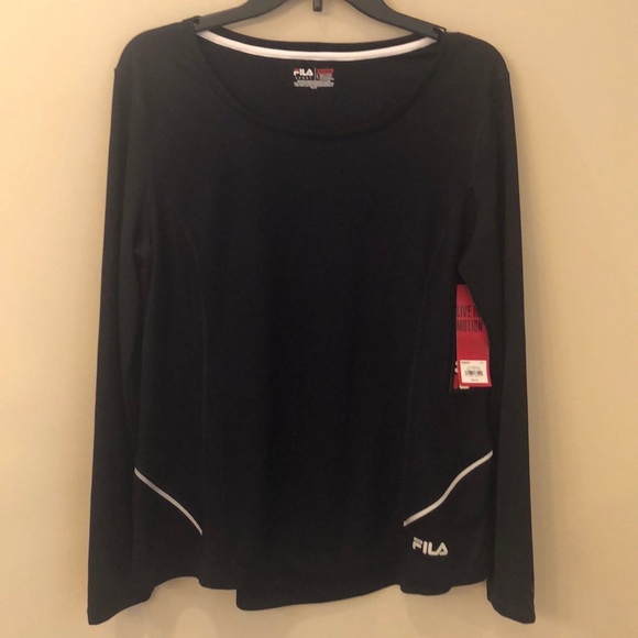 Fila Sport women’s top live in motion black athletic long sleeve popover large - Picture 1 of 10
